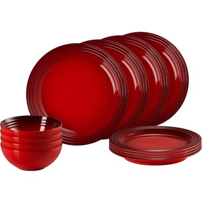 Ensemble de Vaisselle de 12 Pièces Cerise de Le Creuset - Résistant aux Rayures, Résistant à la Chaleur Ensemble de Vaisselle de 12 Pièces Cerise de Le Creuset - Résistant aux Rayures, Résistant à la Chaleur