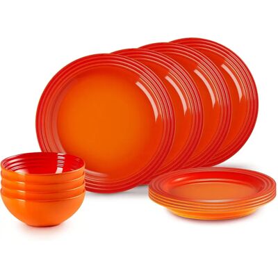 Le Creuset Ensemble de Vaisselle 12 Pièces - Volcanique - Durable, Résistant aux Rayures, Polyvalent Le Creuset Ensemble de Vaisselle 12 Pièces - Volcanique - Durable, Résistant aux Rayures, Polyvalent