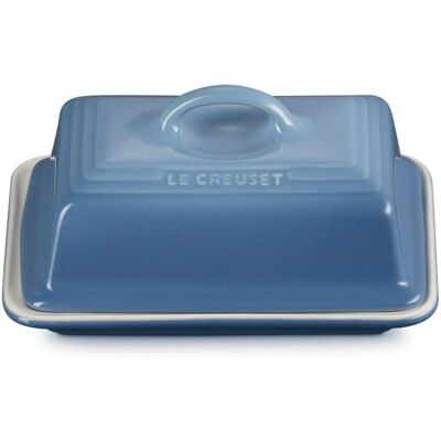 Le Creuset Vassoio del burro in gres Chambray - Beurrier, Blu Chambray, Resistente Le Creuset Vassoio del burro in gres Chambray - Beurrier, Blu Chambray, Resistente