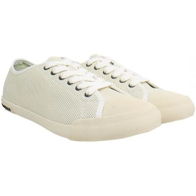 Seavees Army Issue Low White Leather Womens Plimsolls - Sneaker Seavees Army Issue Low White Leather Womens Plimsolls - Sneaker