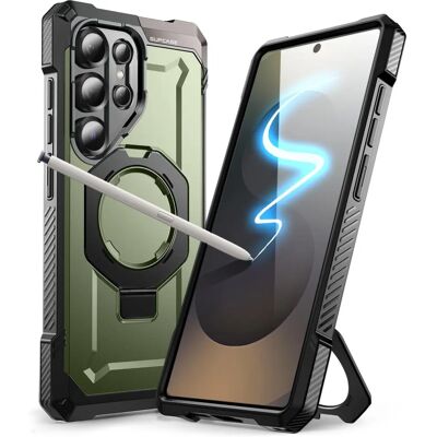 Coque Supcase S25 Ultra Antichoc avec anneau MagSafe et support vidéo, Vert foncé - Étui - Publicité Coque Supcase S25 Ultra Antichoc avec anneau MagSafe et support vidéo, Vert foncé - Étui - Publicité