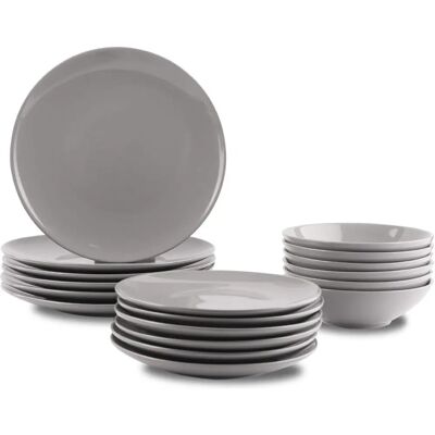 Set di stoviglie in terracotta Amazon Basics - Grigio fumé - Stoviglie Set di stoviglie in terracotta Amazon Basics - Grigio fumé - Stoviglie