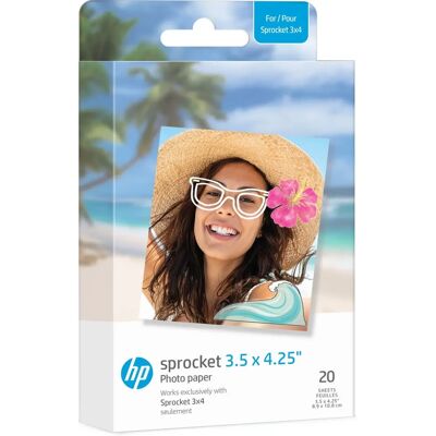 HP Sprocket Zink Fotopapier - 3,5 x 4,25 Zoll - 20 Stück HP Sprocket Zink Fotopapier - 3,5 x 4,25 Zoll - 20 Stück