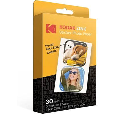 Kodak 2x3" Papel Fotográfico Premium Zink Pré-cortado - Papel Fotográfico Kodak 2x3" Papel Fotográfico Premium Zink Pré-cortado - Papel Fotográfico