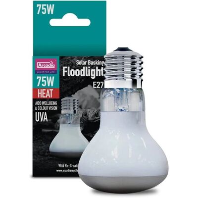 Arcadia Solar Basking Floodlight - 75W Reptile Terrarium Lamp Arcadia Solar Basking Floodlight - 75W Reptile Terrarium Lamp
