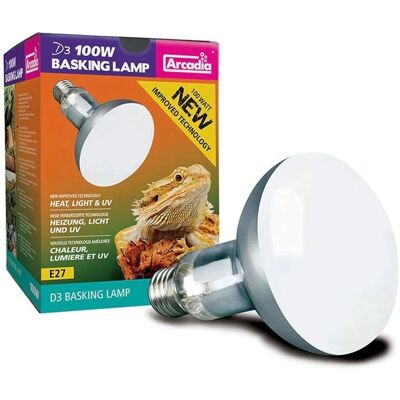 Arcadia D3 Uvb Basking Lamp 100W - Reptile Heating Light Arcadia D3 Uvb Basking Lamp 100W - Reptile Heating Light