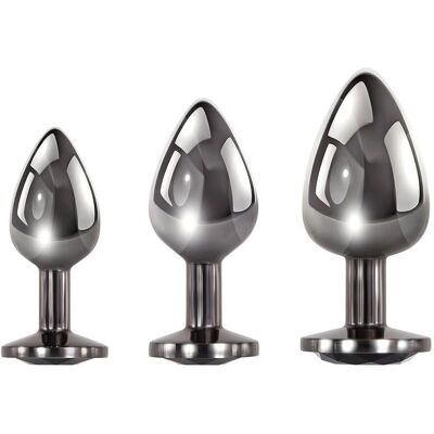 Evolved Black Gem - Metall-Anal-Dildo-Set mit schwarzen und silbernen Edelsteinen - Analspielzeug Evolved Black Gem - Metall-Anal-Dildo-Set mit schwarzen und silbernen Edelsteinen - Analspielzeug