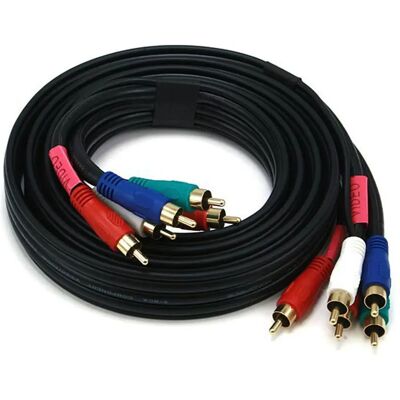 Kabel wideo komponentowe Monoprice 0320 - 1,8 m, 5 RCA, Czarny Kabel wideo komponentowe Monoprice 0320 - 1,8 m, 5 RCA, Czarny