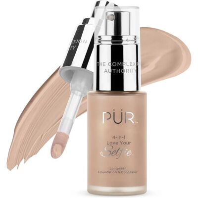 PÜR Pur 4-i-1 Love Your Selfie Foundation & Concealer - Varm Nude - Långvarig PÜR Pur 4-i-1 Love Your Selfie Foundation & Concealer - Varm Nude - Långvarig
