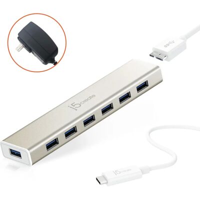 j5create JCH377 USB-Hub - Micro-B, 5000 Mbit/s, Silber j5create JCH377 USB-Hub - Micro-B, 5000 Mbit/s, Silber