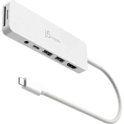 j5create JCD373EW-N USB-C Hub - Valkoinen - Nopea tiedonsiirto j5create JCD373EW-N USB-C Hub - Valkoinen - Nopea tiedonsiirto