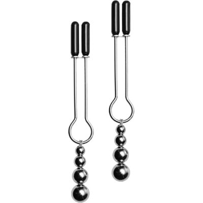 Ensemble de pinces à tétons à trois perles de la série Master - Argent Ensemble de pinces à tétons à trois perles de la série Master - Argent