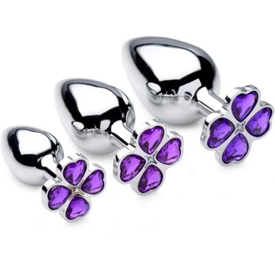 Kit de 3 plugs anaux bijoux fleur violette - Booty Sparks Kit de 3 plugs anaux bijoux fleur violette - Booty Sparks