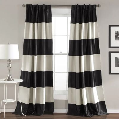 Lush Décor Montego Cortinas a Rayas Blanco y Negro - Cortinas Lush Décor Montego Cortinas a Rayas Blanco y Negro - Cortinas