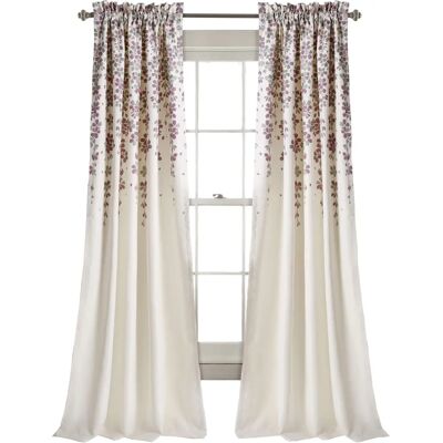 Rideaux avec Fleurs Pleureuses de Lush Decor - Polyester, Violet & Gris - 52x84 pouces Rideaux avec Fleurs Pleureuses de Lush Decor - Polyester, Violet & Gris - 52x84 pouces