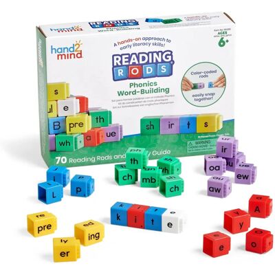 Hand2Mind Cuburi Reading Rods - Gioco educativo di fonetica - Costruzione di parole Hand2Mind Cuburi Reading Rods - Gioco educativo di fonetica - Costruzione di parole