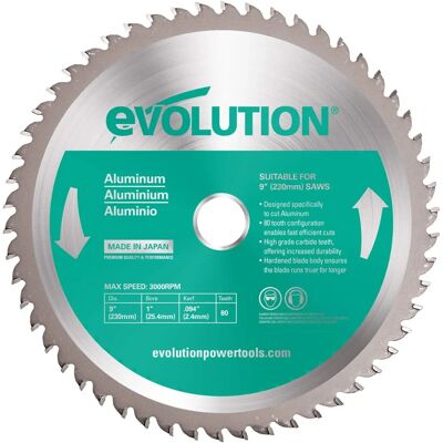 Evolution EVOBLADE230AL alumiinisahanteri - 230 mm, 80 T, 2,4 mm leveys Evolution EVOBLADE230AL alumiinisahanteri - 230 mm, 80 T, 2,4 mm leveys