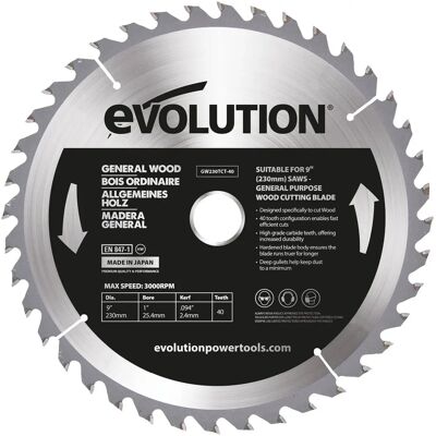 Evolution 230mm TCT Kreissägeblatt - Langlebig für Holz Evolution 230mm TCT Kreissägeblatt - Langlebig für Holz
