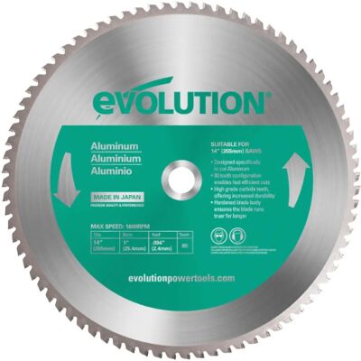 Evolution A355TCT-80CS - Lama da taglio in carburo da 355mm - Metallo con punte in carburo - Alluminio e metalli non ferrosi Evolution A355TCT-80CS - Lama da taglio in carburo da 355mm - Metallo con punte in carburo - Alluminio e metalli non ferrosi