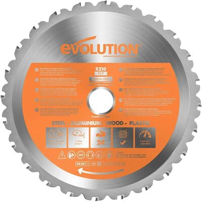 Evolution Power Tools - Rage Multi-Purpose Circular Saw Blade - 210mm Evolution Power Tools - Rage Multi-Purpose Circular Saw Blade - 210mm