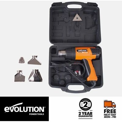 Evolution HDG2002 Digital Heat Gun - 2000W, Variable Temp, 5 Accessories Evolution HDG2002 Digital Heat Gun - 2000W, Variable Temp, 5 Accessories