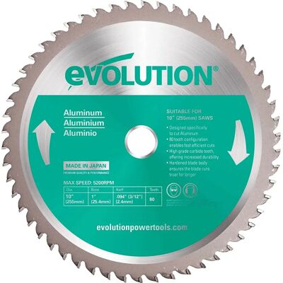 Evolution Power Tools A255TCT-80MS Lâmina para corte de alumínio Evolution Power Tools A255TCT-80MS Lâmina para corte de alumínio