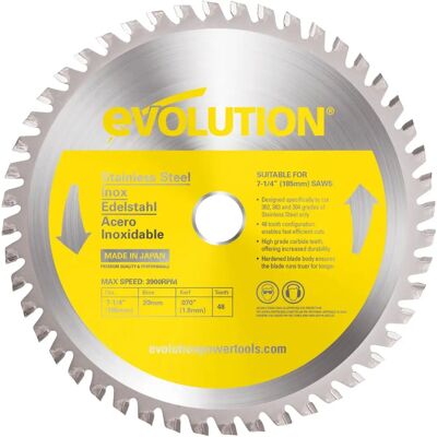 Evolution Power Tools S185TCT-48CS Lame de scie circulaire en acier inoxydable - Lame de scie - Publicité Evolution Power Tools S185TCT-48CS Lame de scie circulaire en acier inoxydable - Lame de scie - Publicité