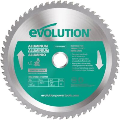 Lame de scie circulaire en aluminium Evolution - 185mm, 20mm, 60T - Publicité Lame de scie circulaire en aluminium Evolution - 185mm, 20mm, 60T - Publicité