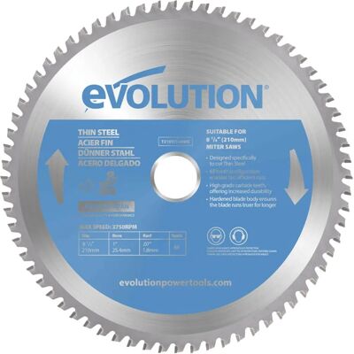 Evolution Power Tools T210TCT-68MS Thin Steel Mitre Saw Blade - Mitre Saw Blade Evolution Power Tools T210TCT-68MS Thin Steel Mitre Saw Blade - Mitre Saw Blade