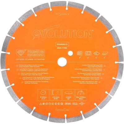 Evolution Power Tools PD300SEG-CS - Diamond Disc Cutter Blade - 300mm Evolution Power Tools PD300SEG-CS - Diamond Disc Cutter Blade - 300mm