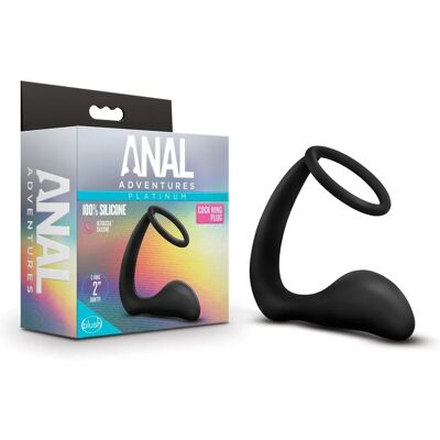 Anal Adventures - Black Silicone Anal Plug with Cockring - 8x3cm Anal Adventures - Black Silicone Anal Plug with Cockring - 8x3cm