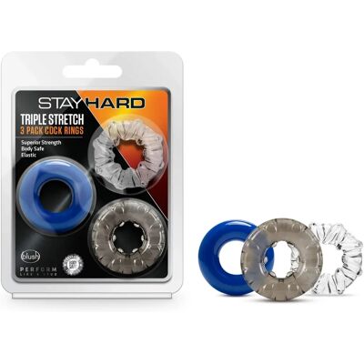 Blush Stay Hard Τριπλός Ελαστικός Δακτύλιος - Cock Rings Blush Stay Hard Τριπλός Ελαστικός Δακτύλιος - Cock Rings