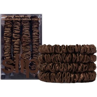 Slip Dark Brown Pure Silk Skinny Scrunchies - Hair Accessories Slip Dark Brown Pure Silk Skinny Scrunchies - Hair Accessories