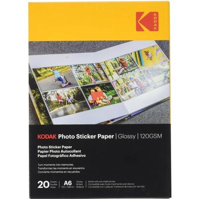 Papier photo autocollant brillant Kodak - Pack de 20 feuilles - Publicité Papier photo autocollant brillant Kodak - Pack de 20 feuilles - Publicité