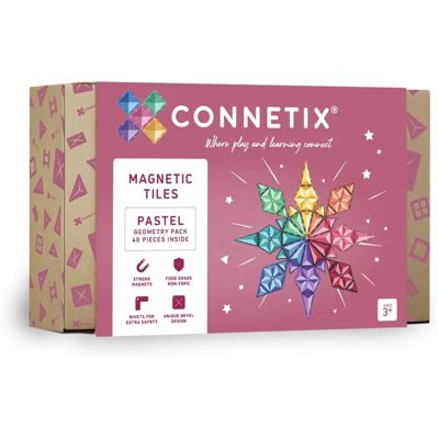 Tuiles Magnétiques de Géométrie Pastel Connetix - 40 Pièces - Publicité Tuiles Magnétiques de Géométrie Pastel Connetix - 40 Pièces - Publicité