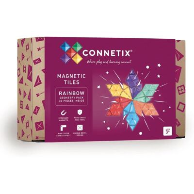 Connetix Rainbow Geometry Pack - 30 Magnetic Tiles Connetix Rainbow Geometry Pack - 30 Magnetic Tiles