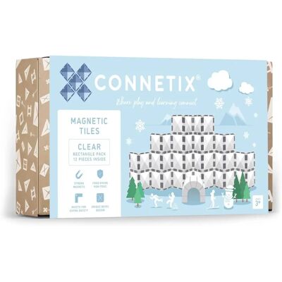 Connetix Set Magnetico - 12 Pezzi - Rettangolo Trasparente Connetix Set Magnetico - 12 Pezzi - Rettangolo Trasparente