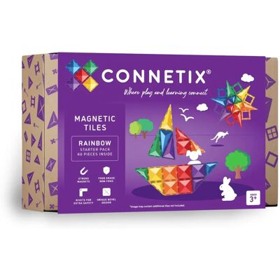 Connetix 60 Deler Regnbue Startpakke - Magnetiske Leker Connetix 60 Deler Regnbue Startpakke - Magnetiske Leker