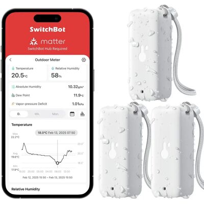 SwitchBot - 3-Pack IP65 Hygrometro - Interior/Exterior - Hygrometro SwitchBot - 3-Pack IP65 Hygrometro - Interior/Exterior - Hygrometro