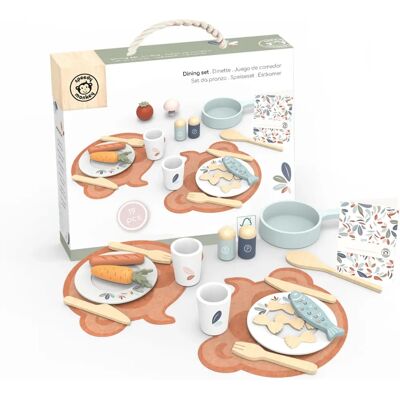 Speedy Monkey Holz-Esstischset - 19 Teile - Kinderspielzeug Speedy Monkey Holz-Esstischset - 19 Teile - Kinderspielzeug