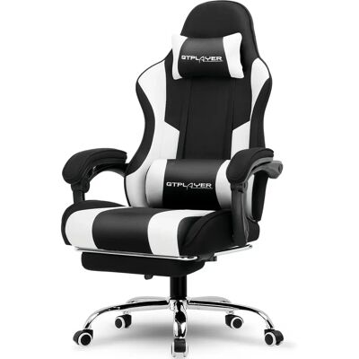 Chaise de Bureau Gaming Blanche GTPLAYER - Massage, Ergonomique, Repose-pieds - Chaise de Bureau - Publicité Chaise de Bureau Gaming Blanche GTPLAYER - Massage, Ergonomique, Repose-pieds - Chaise de Bureau - Publicité