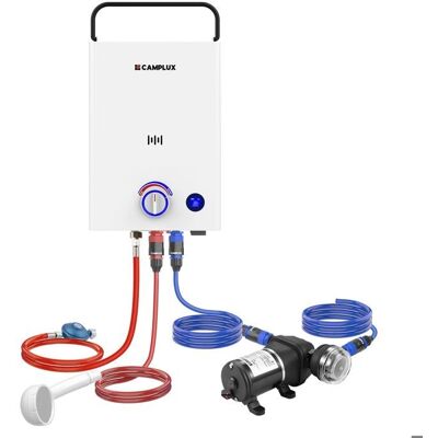Aquecedor de água a gás CAMPLUX F10 Pro-DE - Ao ar livre/ Camping/ Motorhome Aquecedor de água a gás CAMPLUX F10 Pro-DE - Ao ar livre/ Camping/ Motorhome