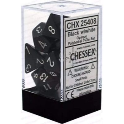 Ensemble de Dés D7 Noir/Blanc de Chessex - Conception Unique, Bords Tranchants, Polydheral - Publicité Ensemble de Dés D7 Noir/Blanc de Chessex - Conception Unique, Bords Tranchants, Polydheral - Publicité