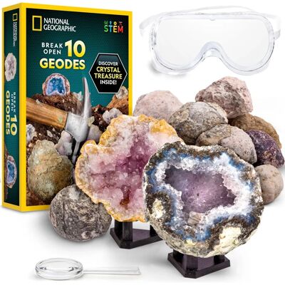 National Geographic Geology Kit - Premium Geodes with Goggles & Stands National Geographic Geology Kit - Premium Geodes with Goggles & Stands