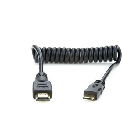 Câble HDMI Atomos - Mini à Full en spirale, 30-45cm - HDMI 1.4 Noir Câble HDMI Atomos - Mini à Full en spirale, 30-45cm - HDMI 1.4 Noir
