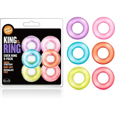 Blush King of the Ring Cock Rings - 6 stuks, Veelkleurig Blush King of the Ring Cock Rings - 6 stuks, Veelkleurig