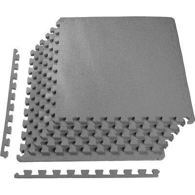 BalanceFrom Puzzle EVA Interlocking Tiles - Gris 61 x 61 cm - 1,2 cm - Tapis d’exercice - Publicité BalanceFrom Puzzle EVA Interlocking Tiles - Gris 61 x 61 cm - 1,2 cm - Tapis d’exercice - Publicité