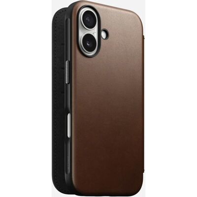 Kožená Folio pro iPhone 16 od Nomad - Kompatibilní s MagSafe - Hnědá Kožená Folio pro iPhone 16 od Nomad - Kompatibilní s MagSafe - Hnědá