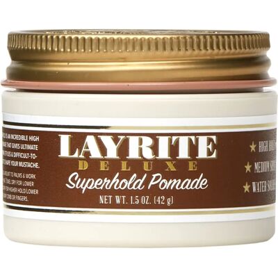 Layrite Superhold Pomade - High Hold, Medium Shine, Water Soluble - 42g Layrite Superhold Pomade - High Hold, Medium Shine, Water Soluble - 42g