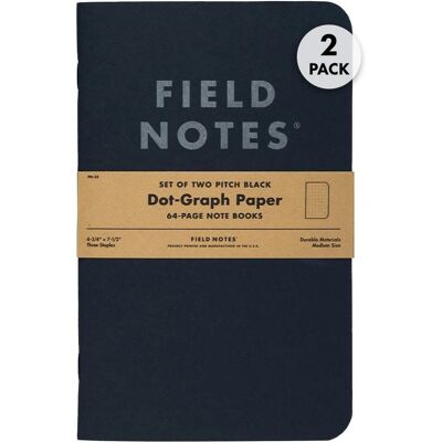 Field Notes Pitch Black Großes Notizbuch - Punkt-Graph - 2er Pack Field Notes Pitch Black Großes Notizbuch - Punkt-Graph - 2er Pack
